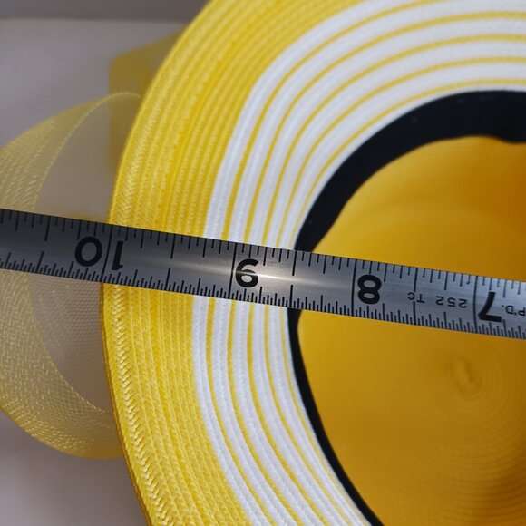 Vintage Medium Brim Hat Women\'s Church Straw Bright Yellow Pillbox Hat main image 13